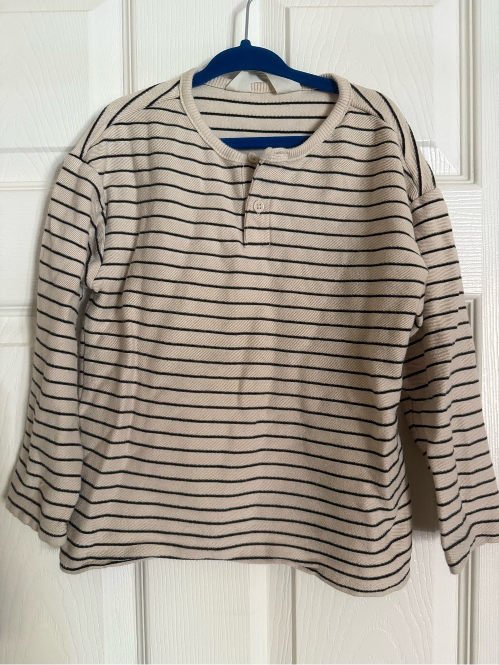 H&M Cream and Black Striped Henley Top